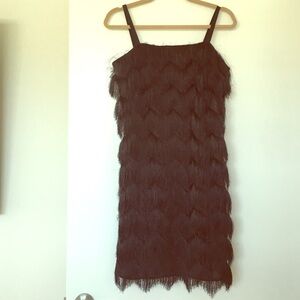 Milly Black Fringe Mini Dress